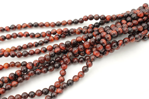 Red Tigers Eye Gemstone Beads, 4mm, Round